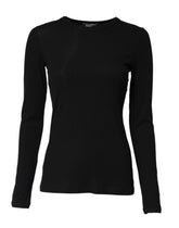 Dolce & Gabbana Black Cotton Knit Round Neck Long Sleeves T-shirt